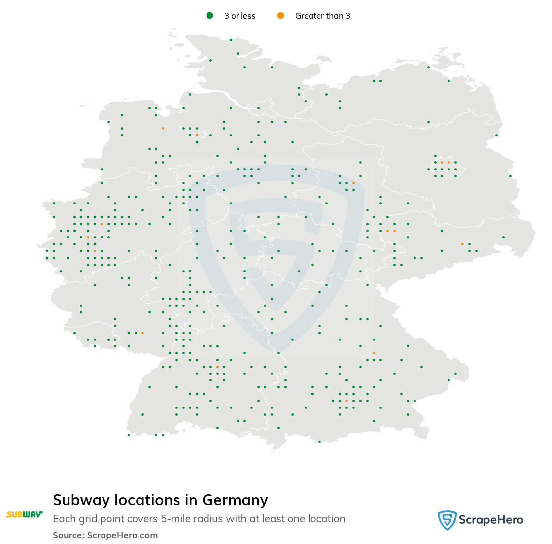 Map of Subway stores in Germany