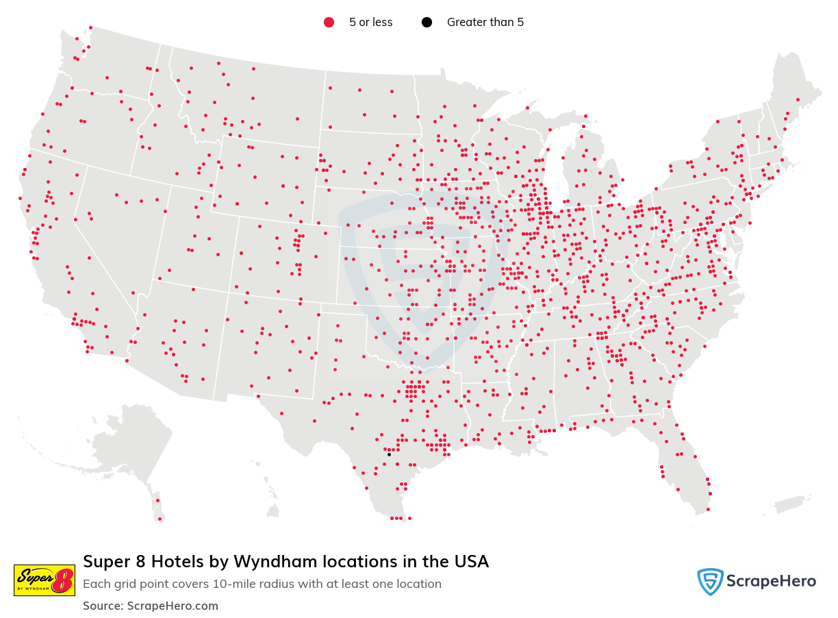 Map of Super 8 locations in the United States