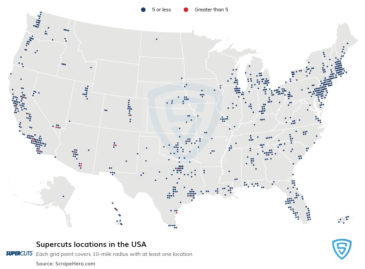 Map of Supercuts locations in the United States