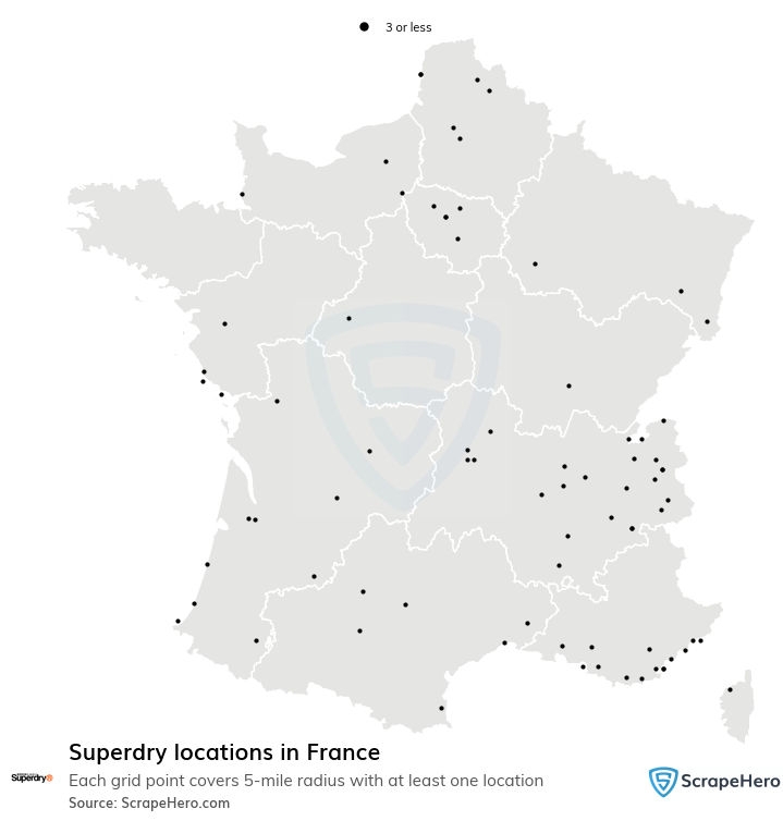 Map of Superdry stores in France