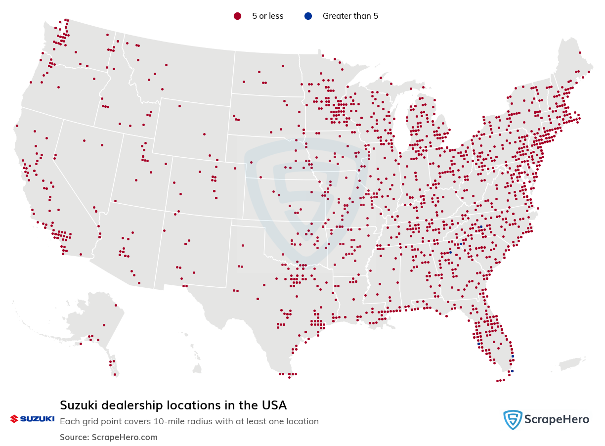 Map of  locations in the United States in 2025