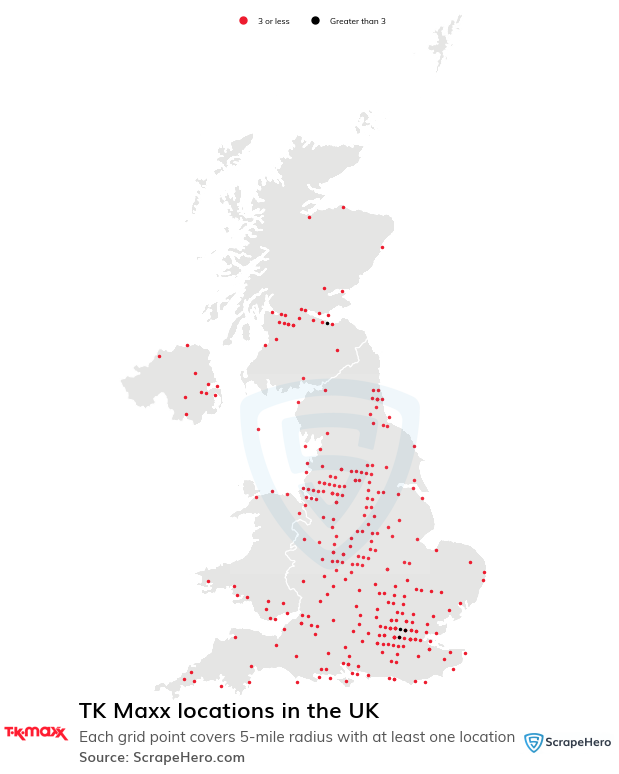 Map of  locations in the United Kingdom in 2024