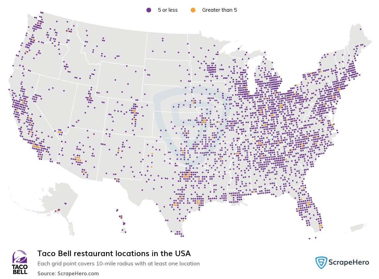 Map of  locations in the United States in 2024