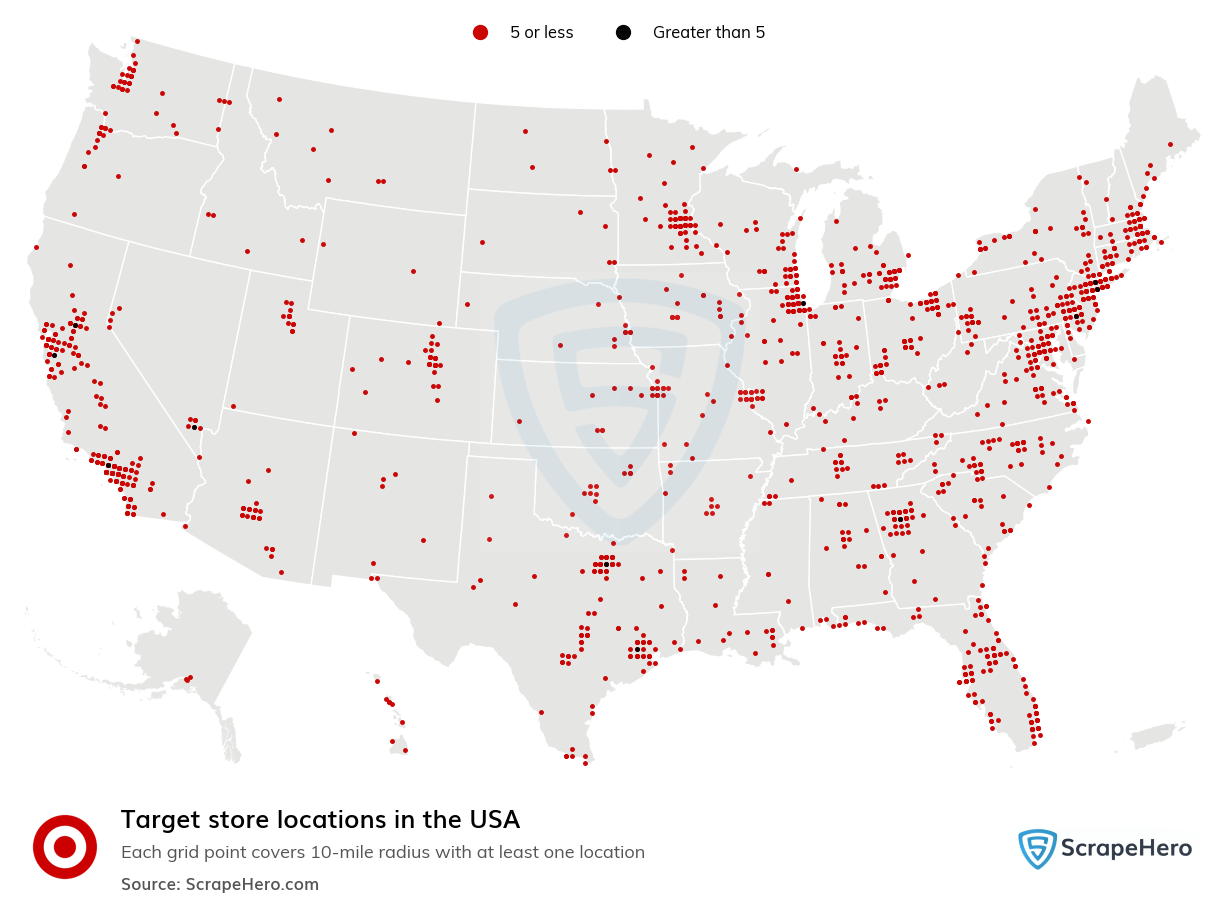 Map of  locations in the United States in 2025