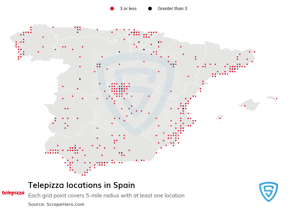 Map of Telepizza locations in  in 2022