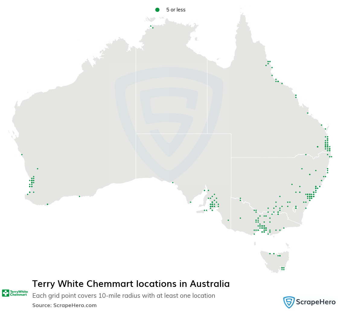 Map of Terry White Chemmart pharmacies in Australia