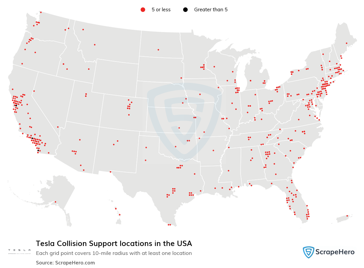 Tesla Collision Support locations