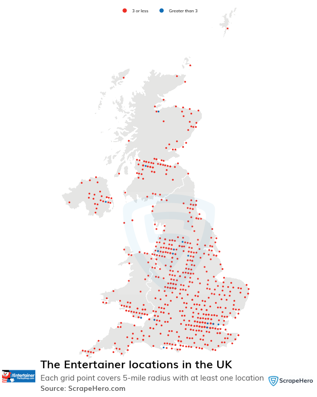 Map of The Entertainer stores in the United Kingdom