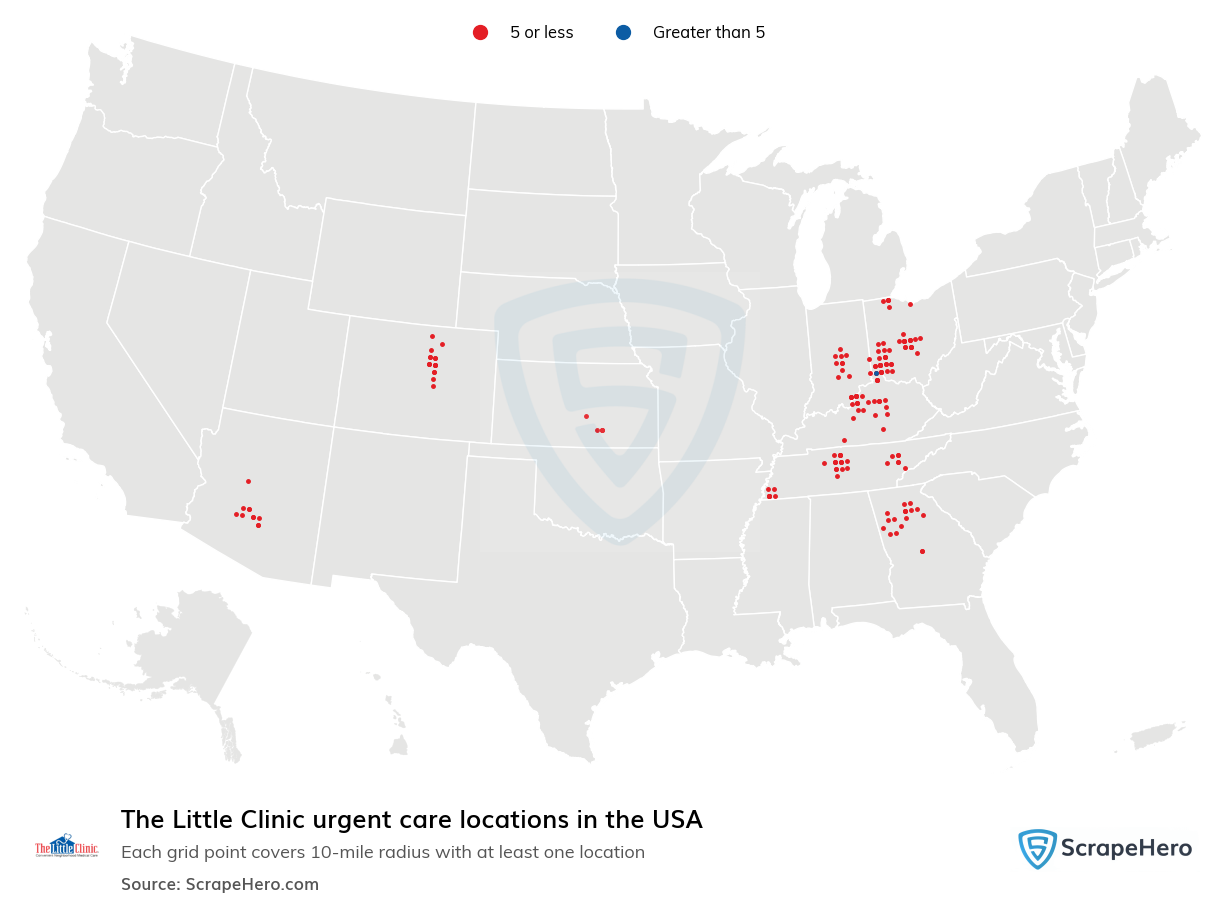 Map of  locations in the United States in 2025