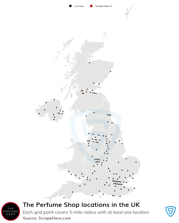 Map of The Perfume Shop stores in the United Kingdom
