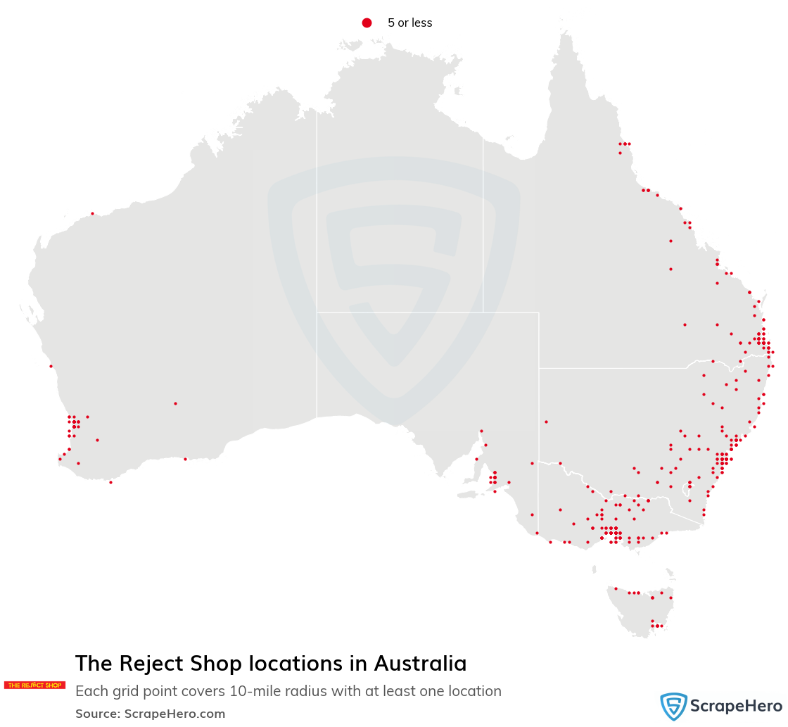 Map of The Reject Shop stores in Australia