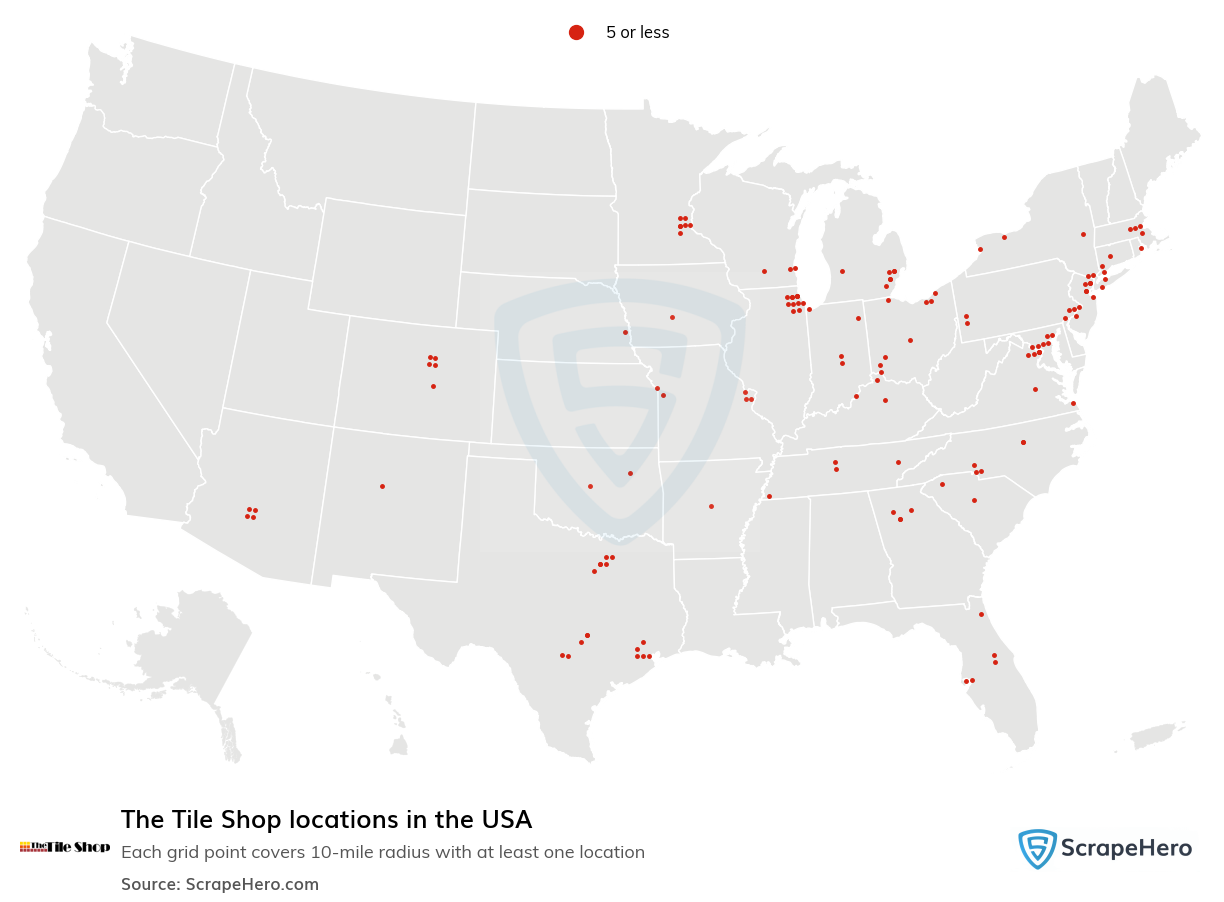 Map of The Tile Shop locations in the United States