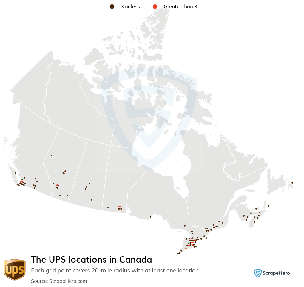 Number of The UPS locations in Canada in 2024 ScrapeHero