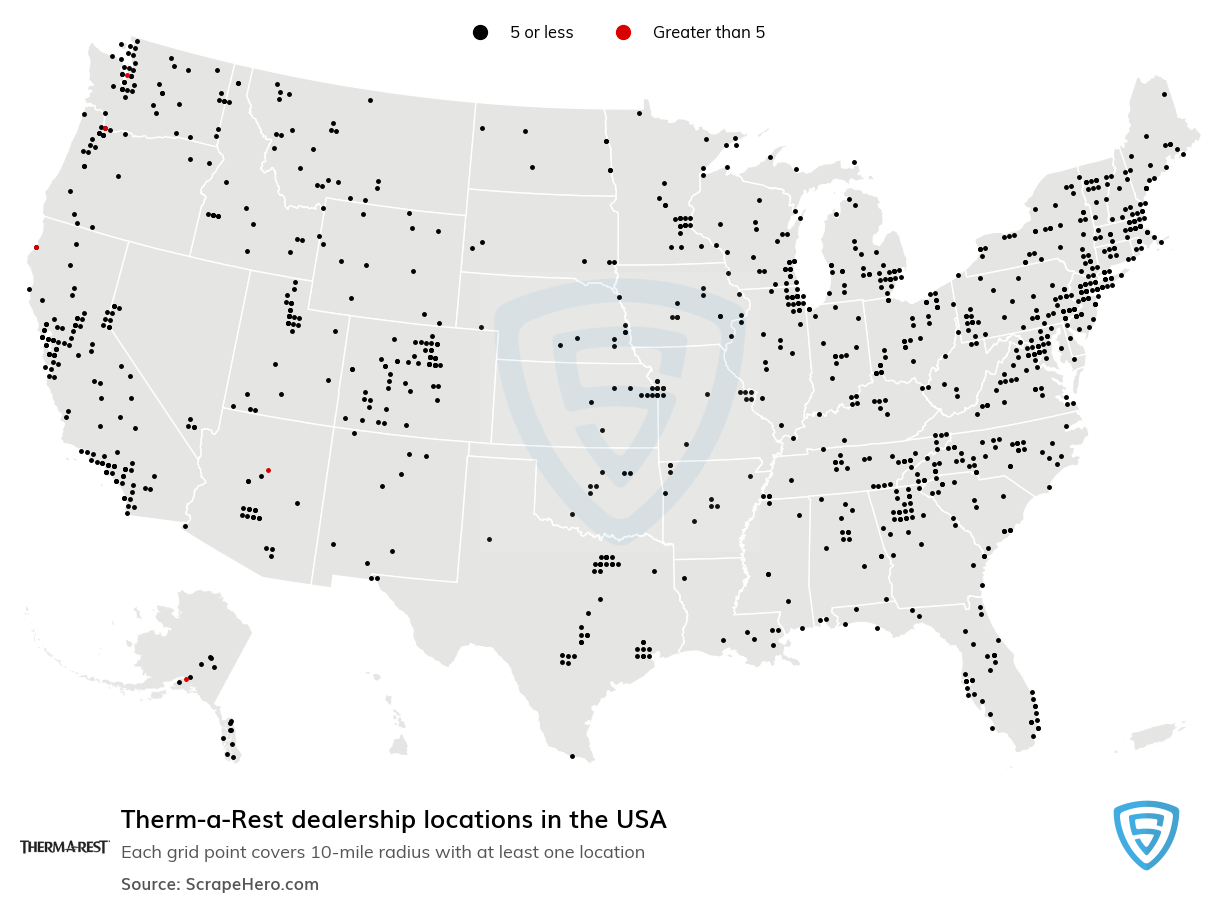 Map of  locations in the United States in 2024