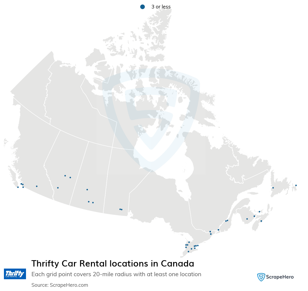 Map of  locations in Canada in 2025