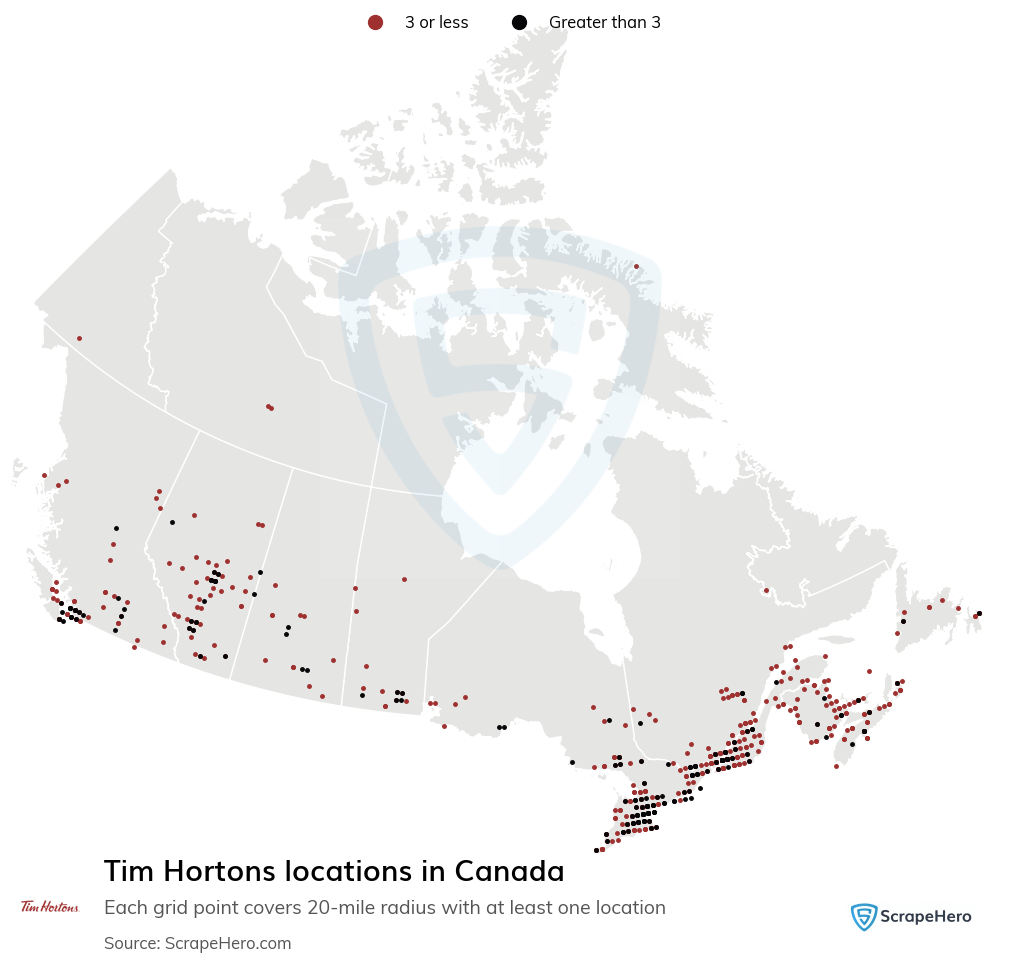 Map of  locations in Canada in 2024