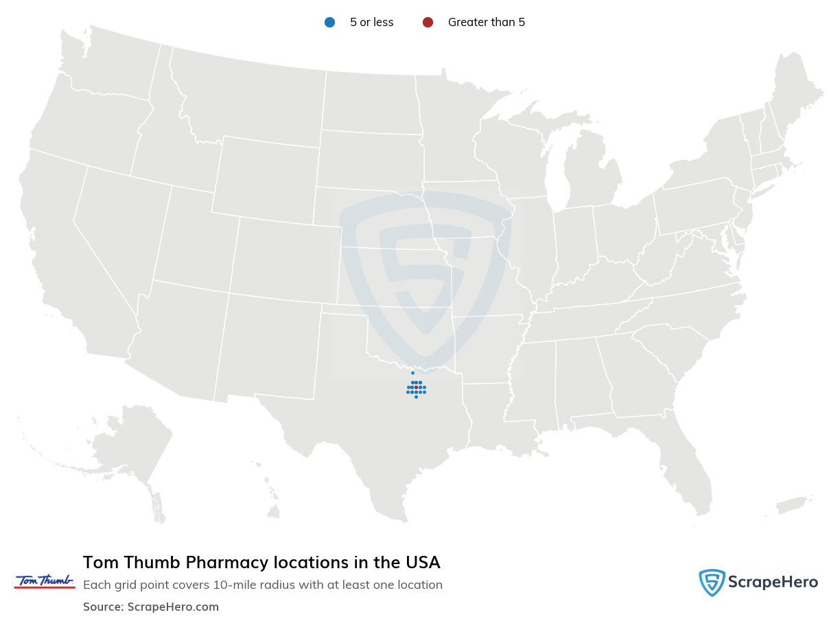 Map of  locations in the United States in 2024