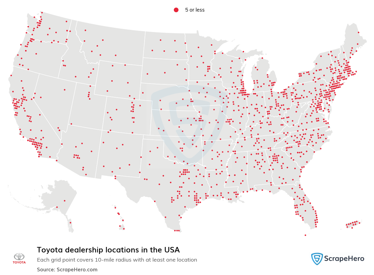 Map of  locations in the United States in 2025