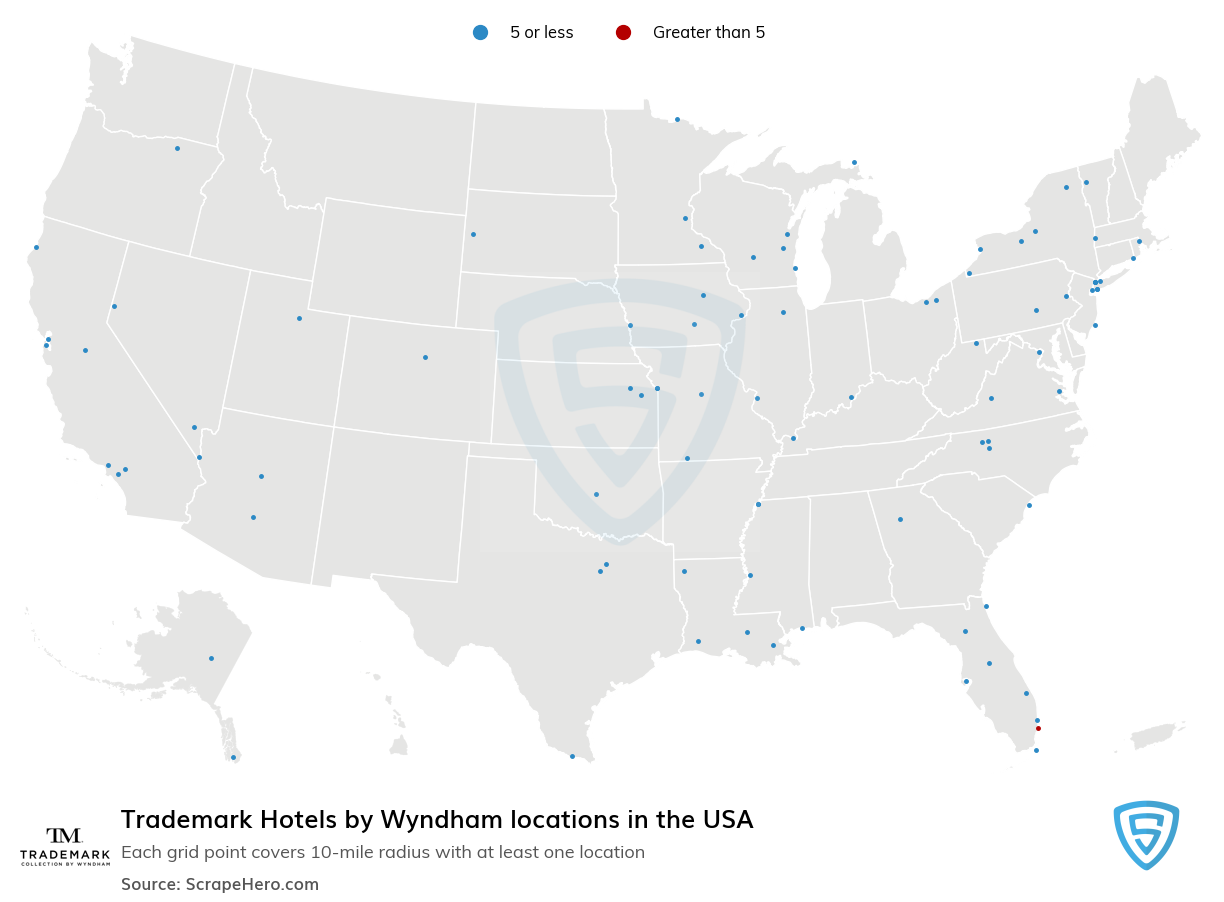 Trademark Hotels by Wyndham locations