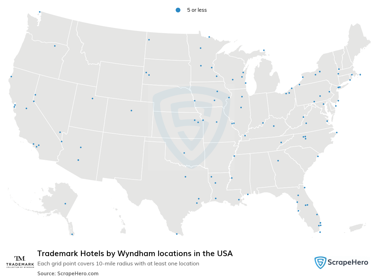 Trademark Hotels by Wyndham locations