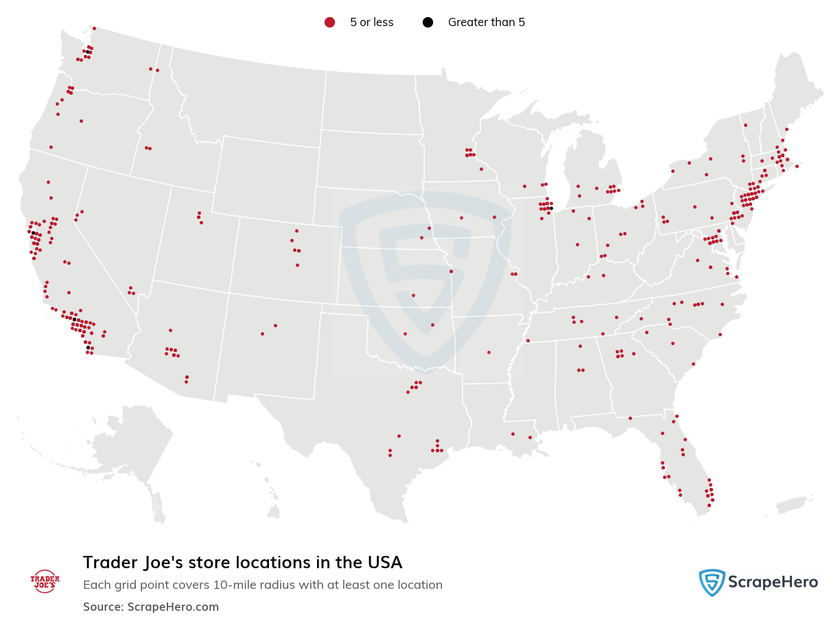 Map of Trader Joes stores in the United States