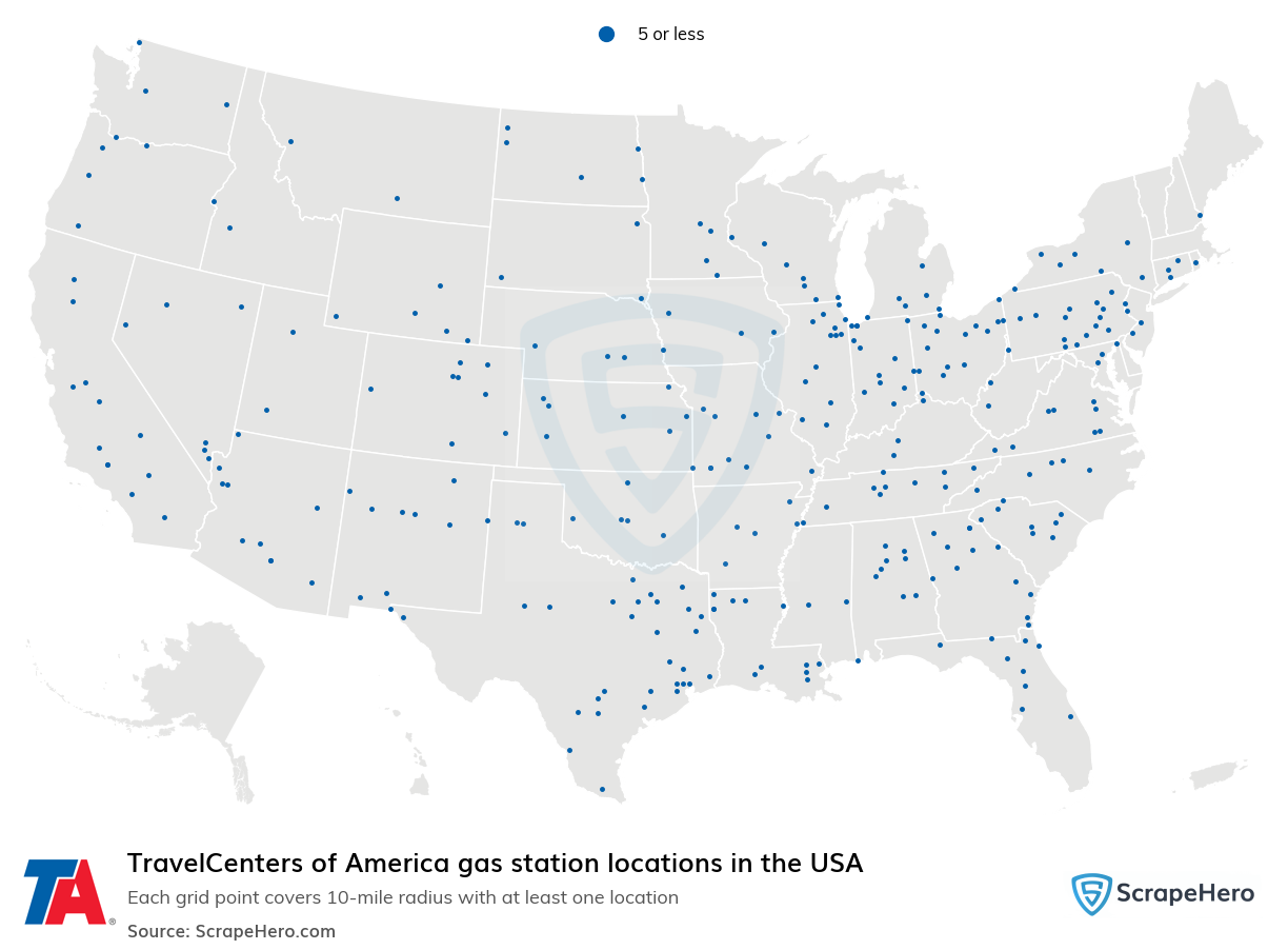 Map of  locations in the United States in 2025