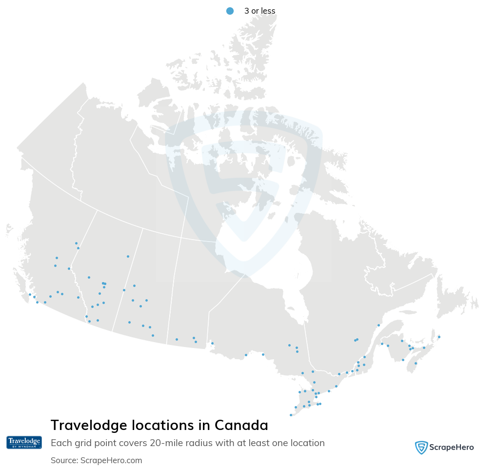 Map of  locations in Canada in 2024