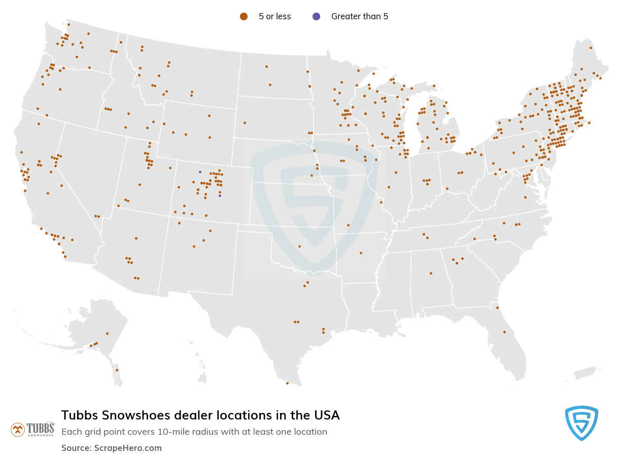 Map of  locations in the United States in 2024