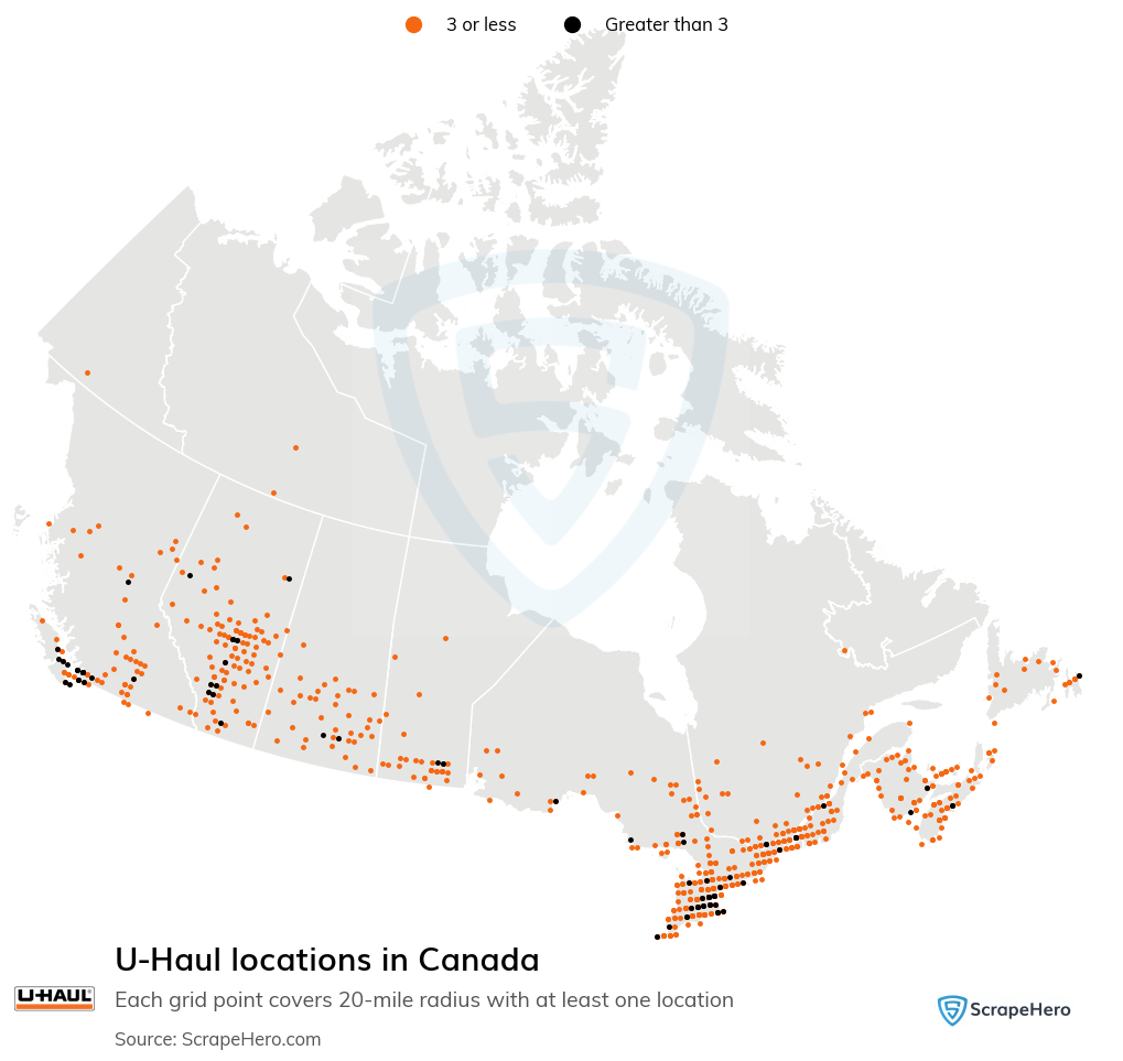 Map of  locations in Canada in 2025