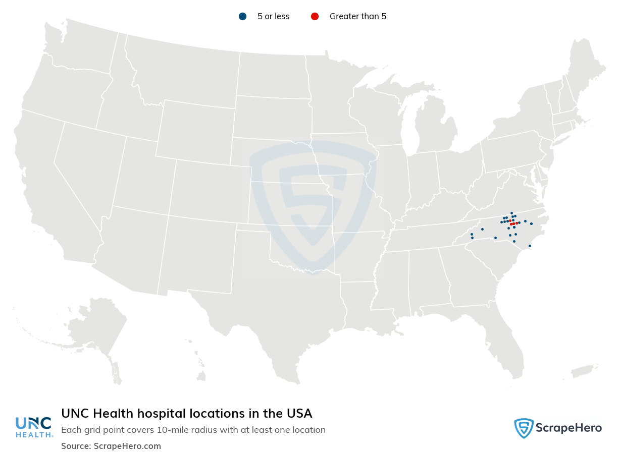 Map of  locations in the United States in 2024