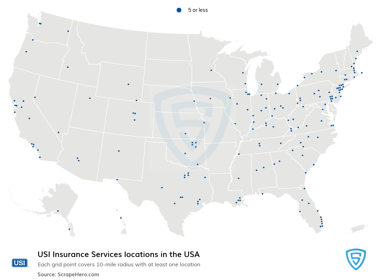 Map of USI locations in the United States