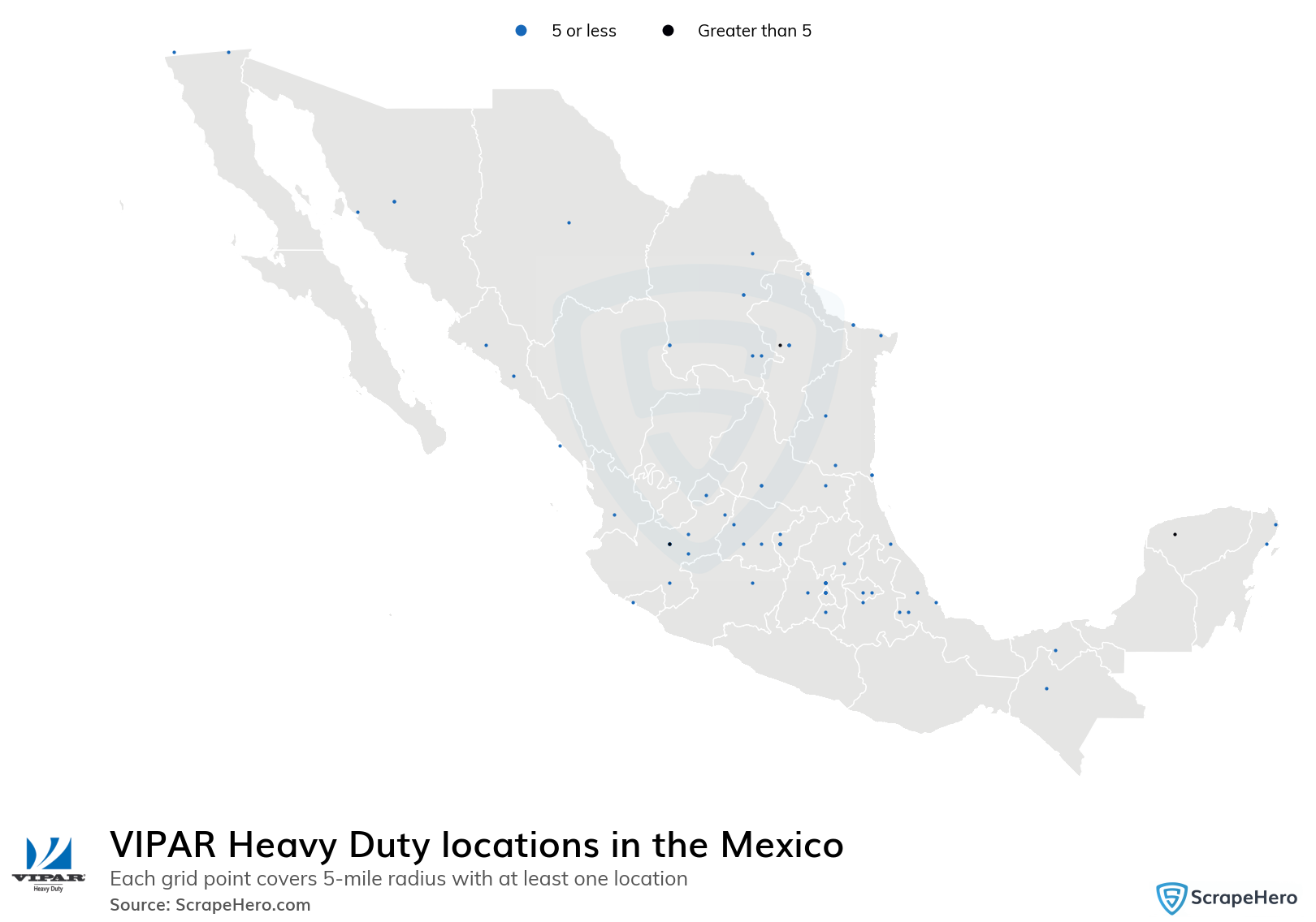 Map of VIPAR Heavy Duty locations in Mexico