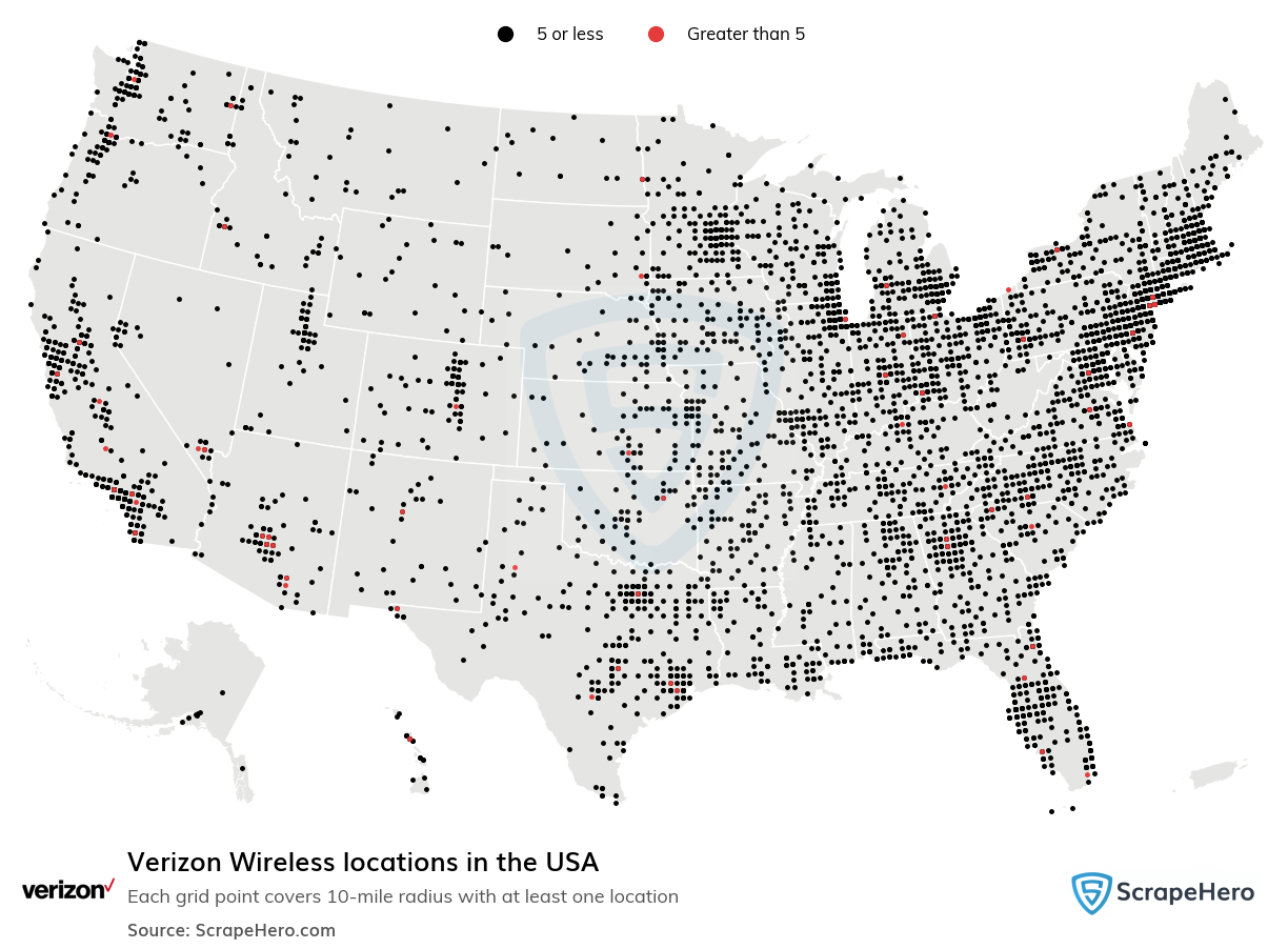 Map of  locations in the United States in 2024