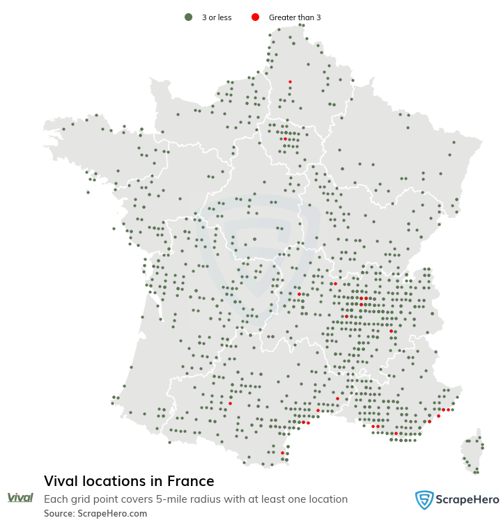 Map of Vival stores in France