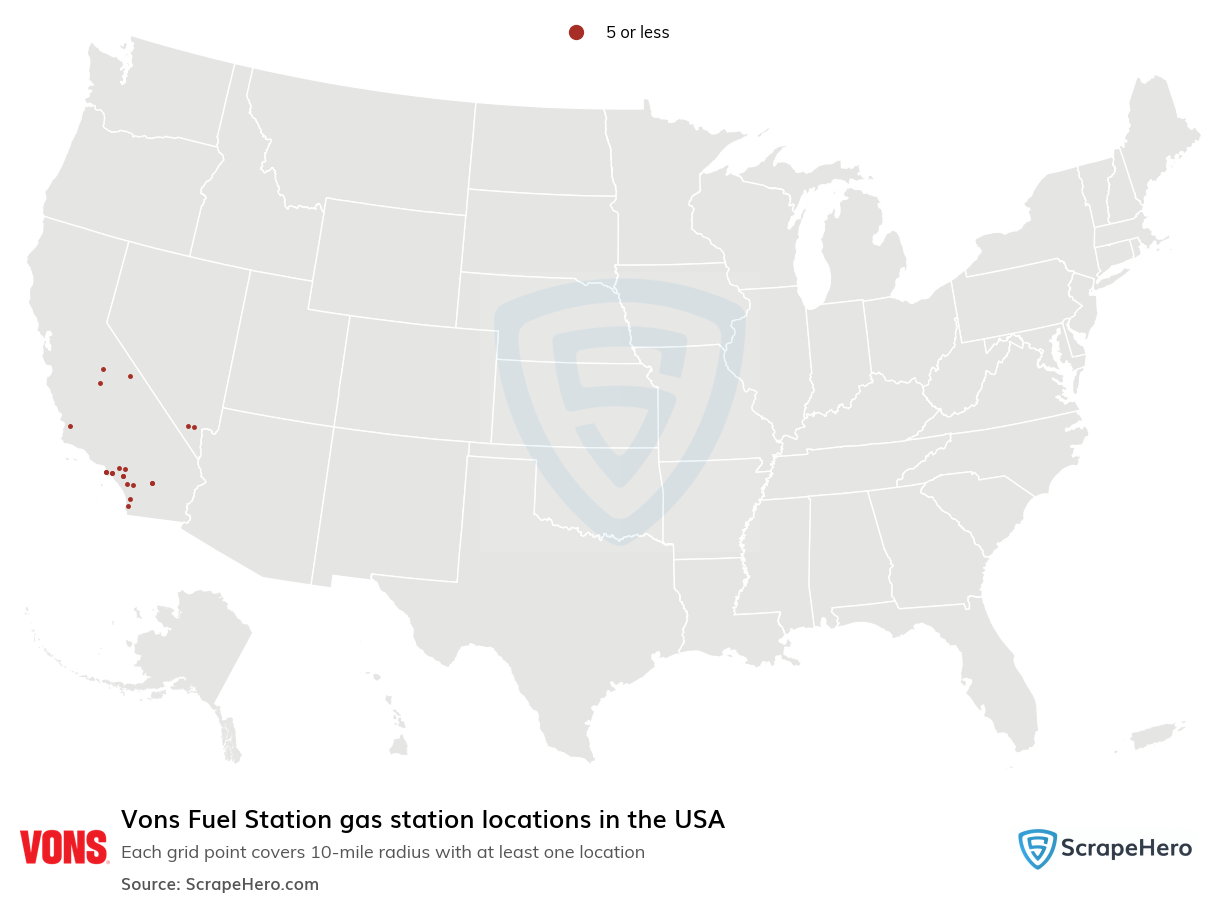 Map of  locations in the United States in 2024