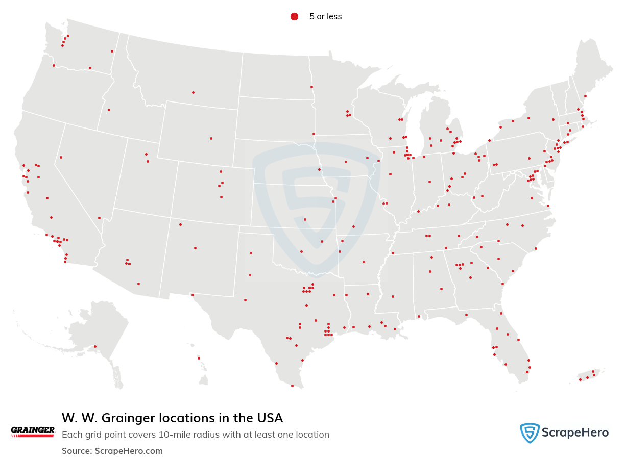 Map of W. W. Grainger locations in the United States