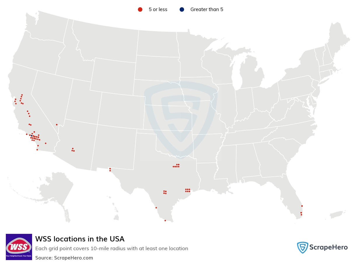 Map of WSS locations in the United States