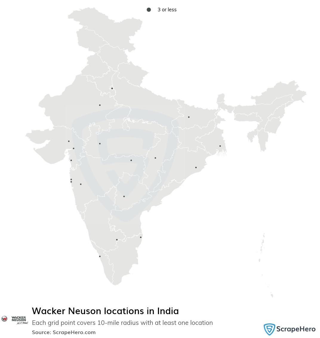 Map of Wacker Neuson dealers in India