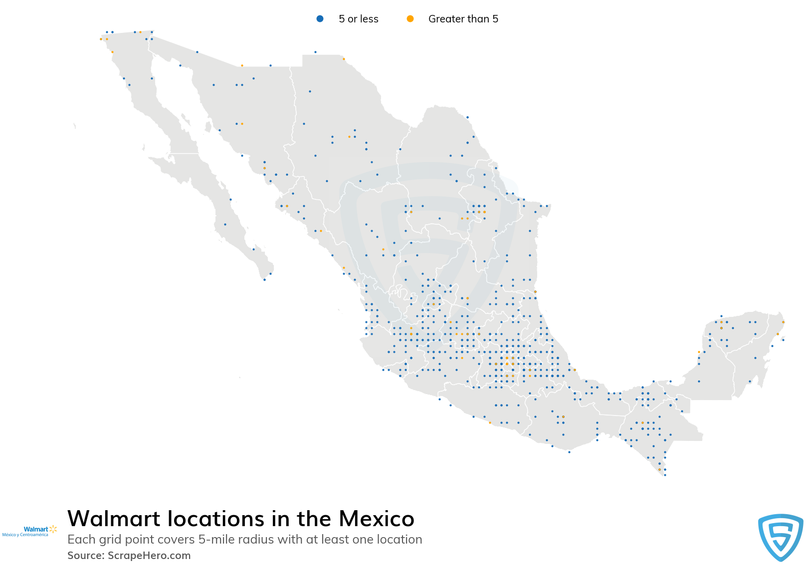 Map of Walmart stores in Mexico