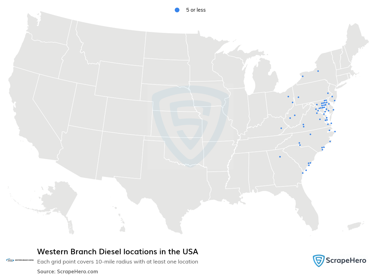 Map of  locations in the United States in 2024