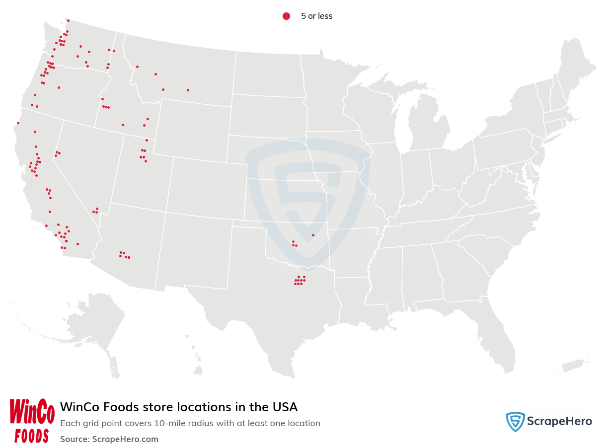 Map of  locations in the United States in 2025
