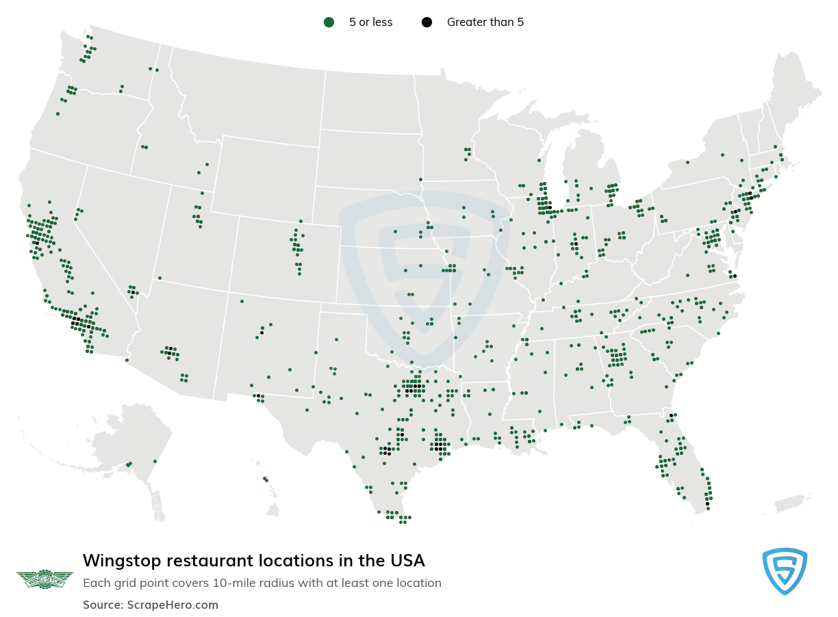 Map of Wingstop restaurants in the United States