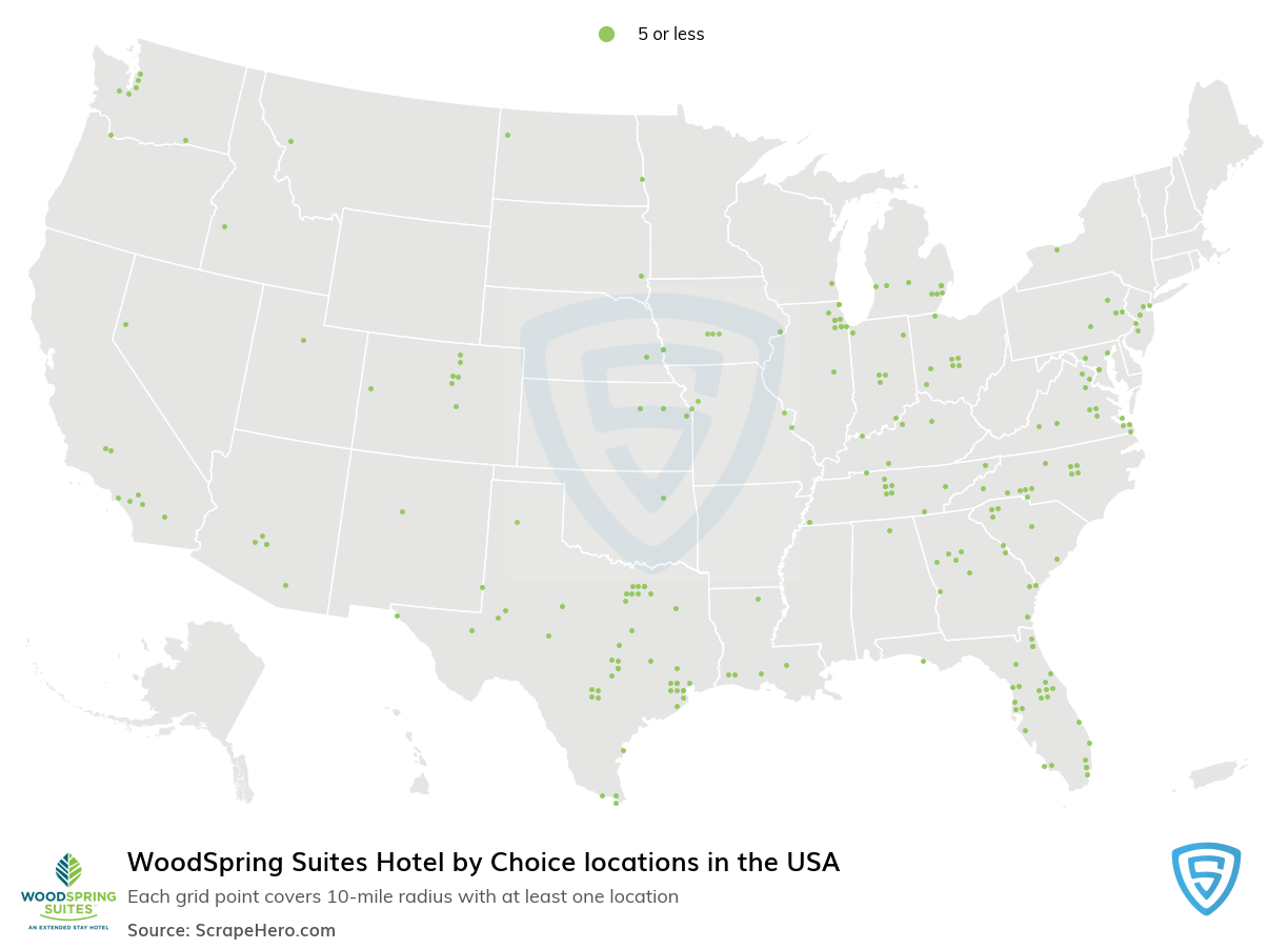 WoodSpring Suites hotels locations