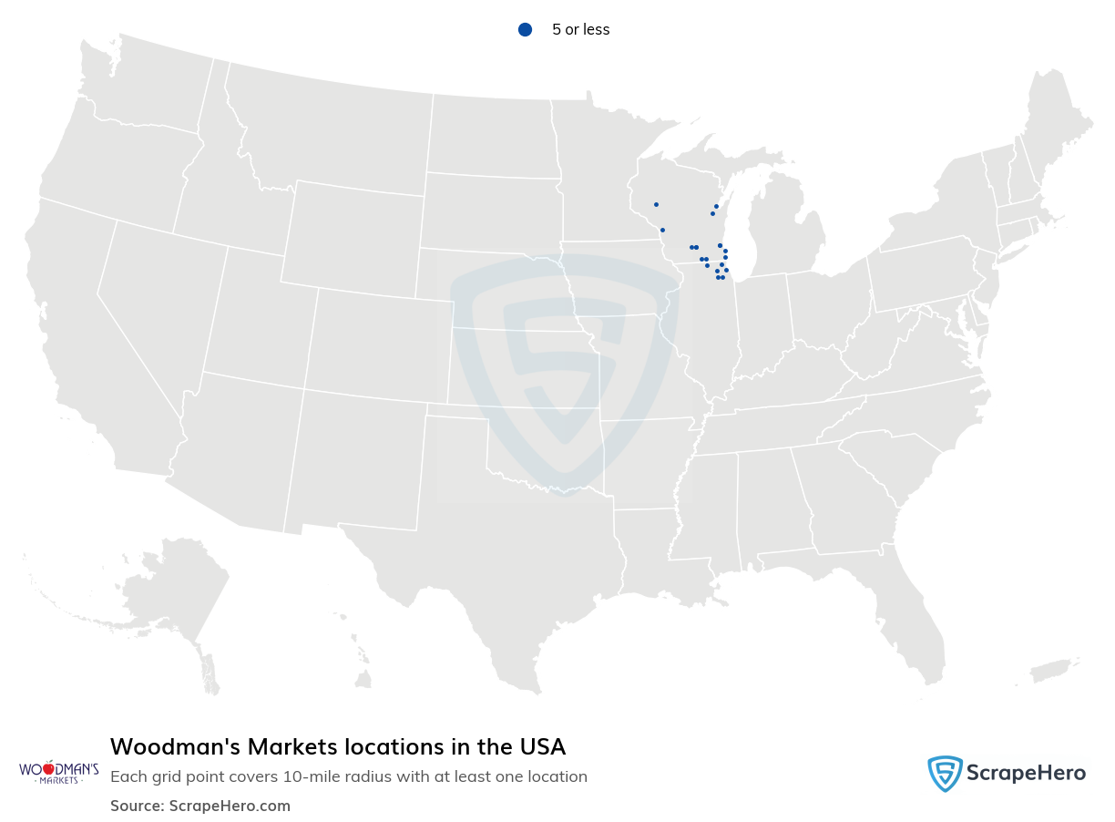 Map of  locations in the United States in 2025