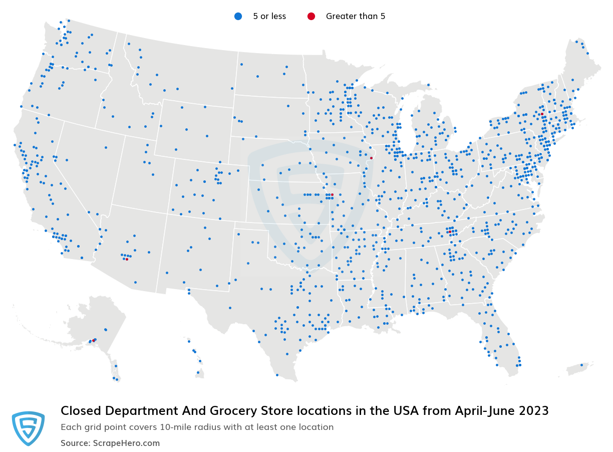  Department & Grocery Closings from April to June 2023