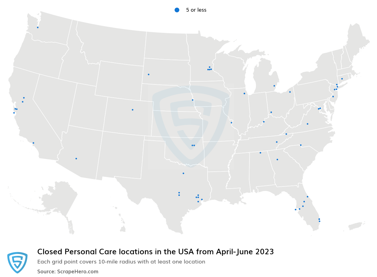 Personal care Closings from April to June 2023,
