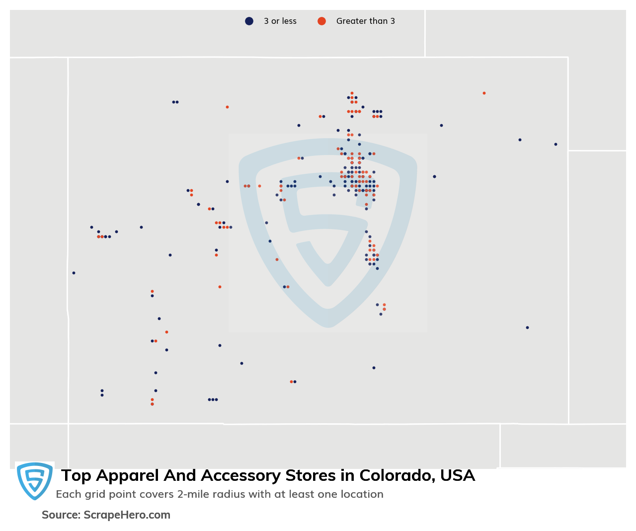 Map of top apparel & accessory stores in Colorado in 2024