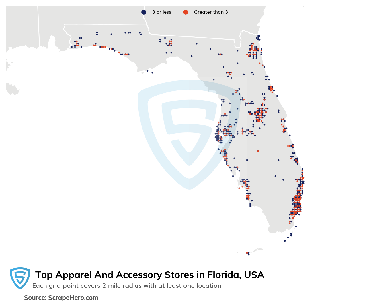 Map of top apparel & accessory stores in Florida in 2024