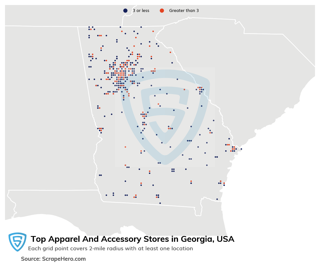 Map of top apparel & accessory stores in Georgia in 2024