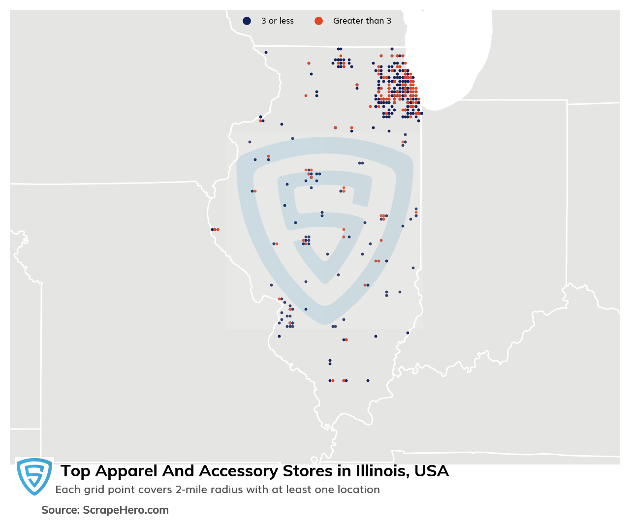 Map of top apparel & accessory stores in Illinois in 2024